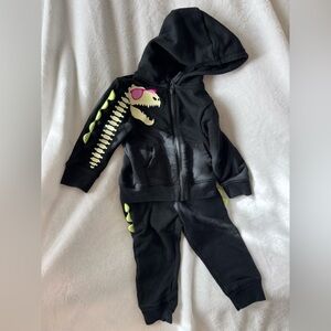 Cat & Jack Black Dinosaur Sweat Suit Glow-in-the-Dark